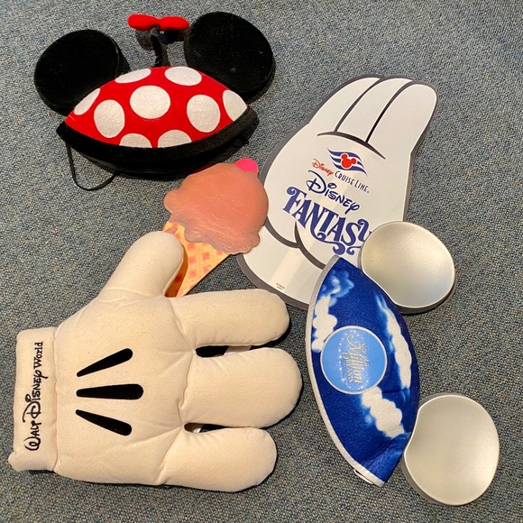 Disney Bundle Costume Minnie Ears Bow Mickey's Glove & Cruise Waving Photo Booth - Picture 2 of 7
